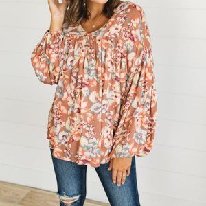 floral bubble sleeve top
